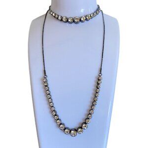 FAC Crystal Bolo Gunmetal Bracelet & Necklace Set